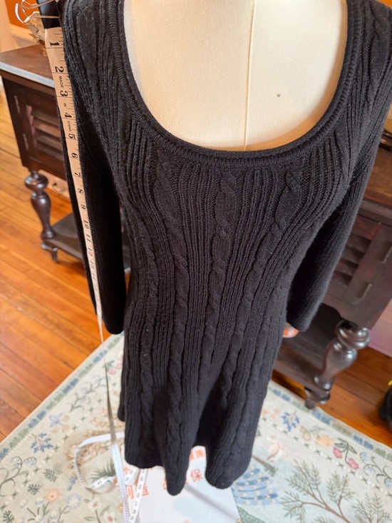 Jones Wear Black Cable Knit Dress with Subtle Texture - Picture 3 of 10